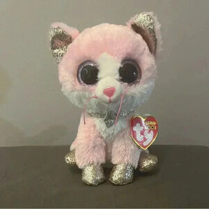Ty The Beanie Boo Collection Fiona The Pink Cat Plush Stuffed Animal 6"